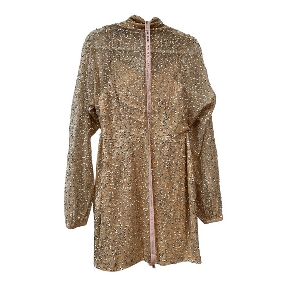 Mac Duggal Short Wedding Guest Dress 10790 , NWT Size 8 Sequin Nude color - Picture 5 of 14